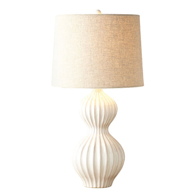 Creative Decorative White Ceramic Gourd 1-Light Table Lamp
