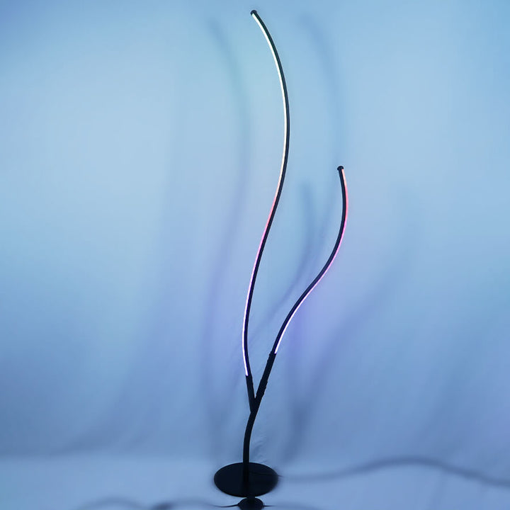 Lampadaire moderne créatif en silicone et métal avec LED RGB en forme de branche d'arbre 