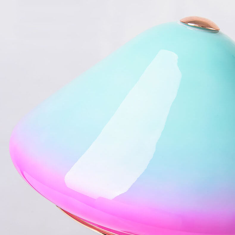 Lampe de table LED en verre, matériel créatif et moderne en forme de champignon coloré 