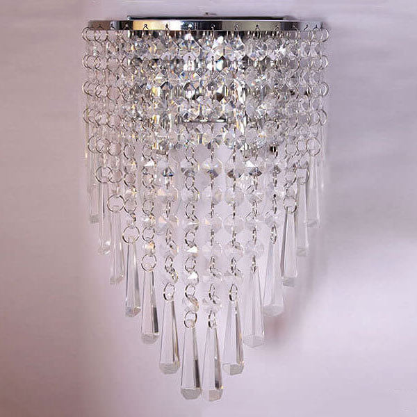 Lámpara Aplique de Pared de 2 Luces con Borlas de Cristal de Lujo Moderno 