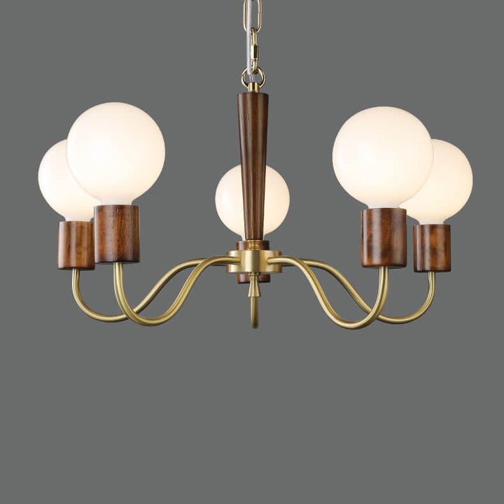 الثريا الكروية الزجاجية النحاسية الجوزية البسيطة العتيقة 3/5 أضواء 