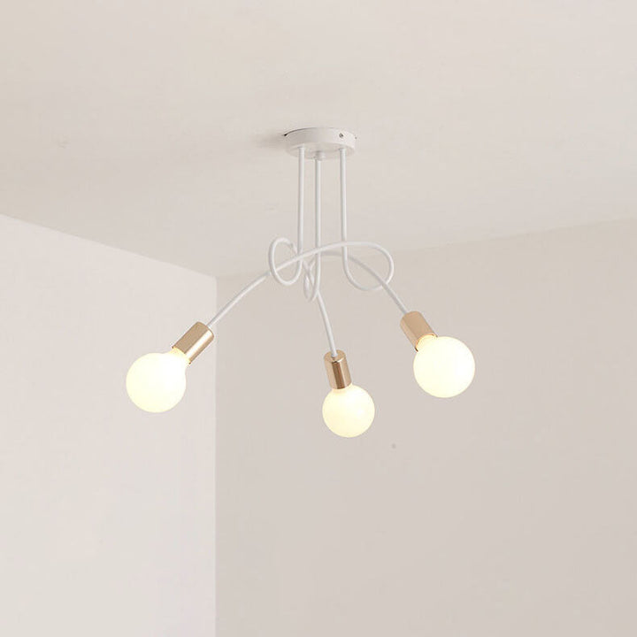 Moderne, minimalistische Eisen Twisted Lines 3/5 Light Semi-Flush Mount Deckenleuchte 