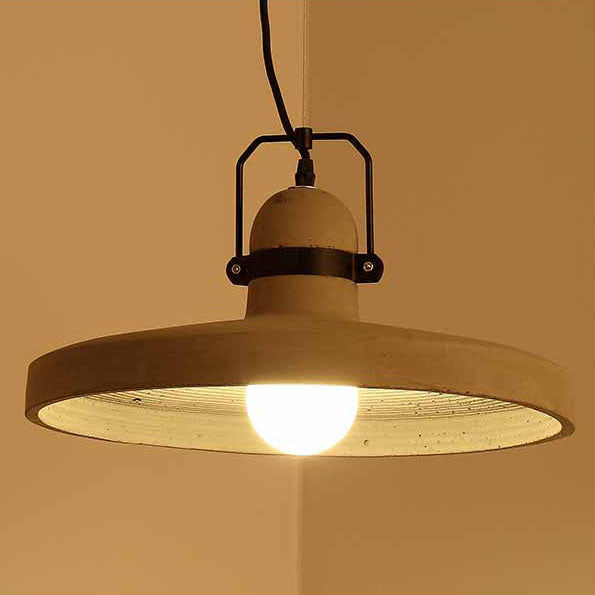 Industrial Vintage Cement Round Disc 1-Light Pendant Light