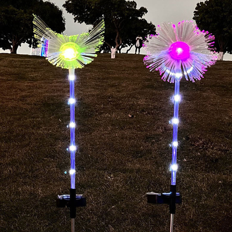 إضاءة المناظر الطبيعية للزهور في الحديقة بالطاقة الشمسية LED بألياف بصرية مضادة للماء على شكل فراشة ونجمة وقمر 