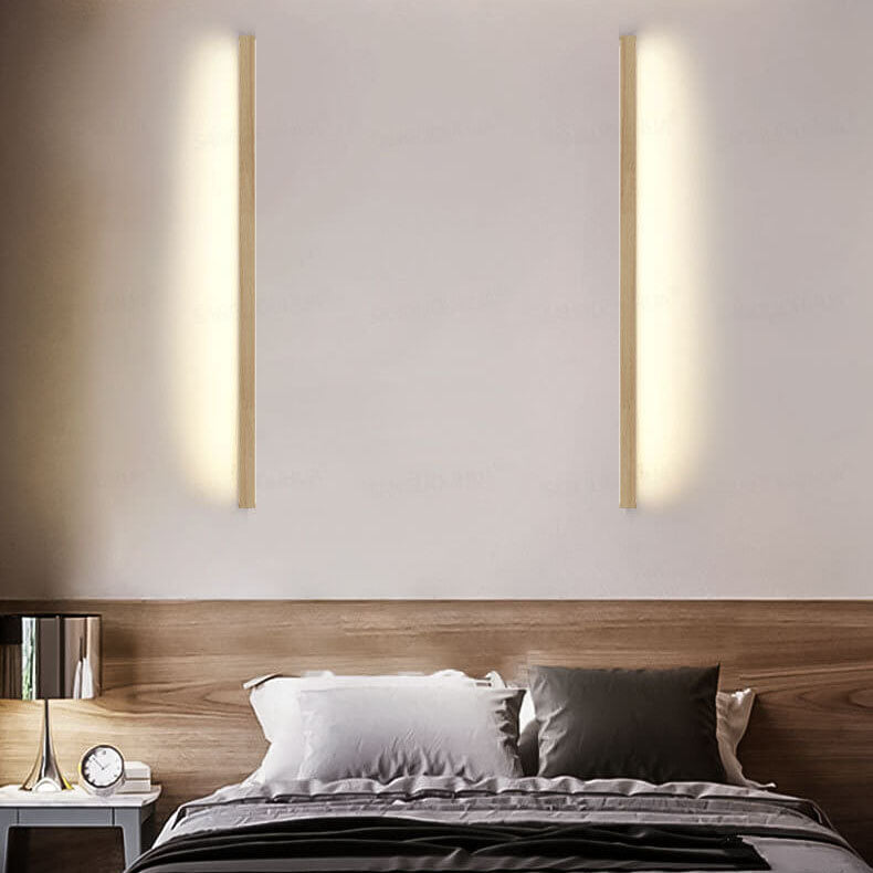 Japanese Simple Solid Wood Strip LED Wall Sconce Lamp