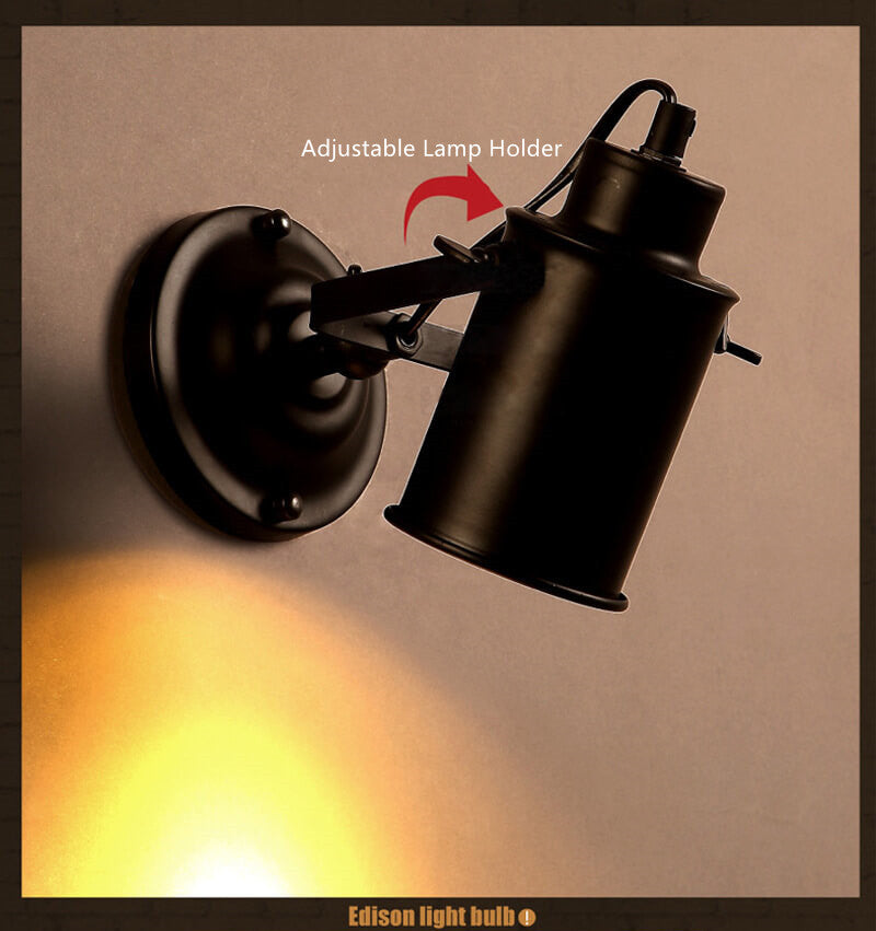 Abat-jour en fer forgé 1 lumière applique à bras cylindrique réglable 