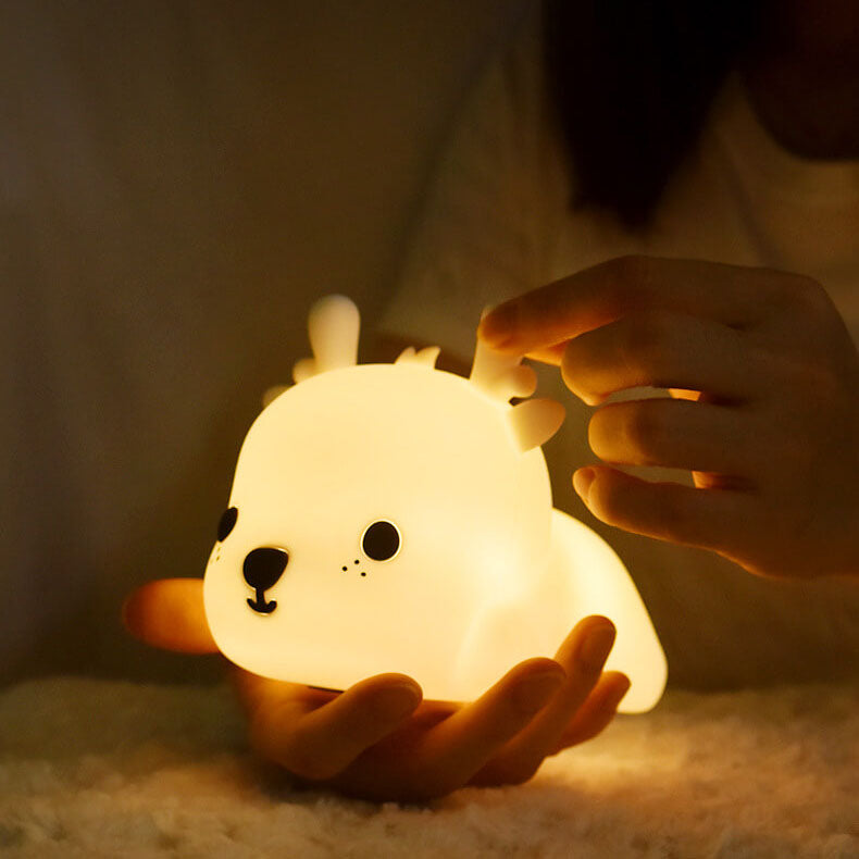 Lampe de table en forme de cerf créative en silicone LED avec chargement USB 