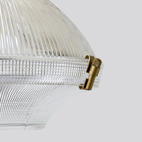Vintage Brushed Brass Glass Round 1-Light Pendant Light