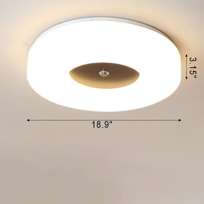 Minimalist Chinese Walnut Round Acrylic LED Flush Mount Ceiling Light