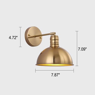 Modern Simple Iron Plated Brass Cone Round 1-Light Wall Sconce Lamp