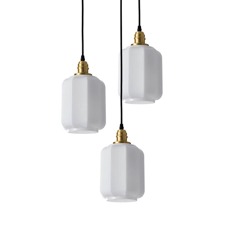 Lámpara colgante de 1 luz de vidrio blanco vintage nórdico 