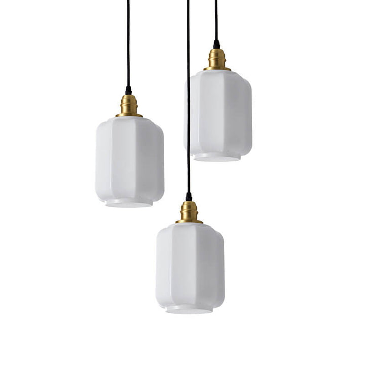 Lámpara colgante de 1 luz de vidrio blanco vintage nórdico 