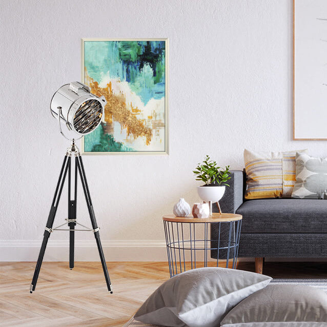 Lampadaire sur trépied en fer de style industriel contemporain à 1 lumière pour salon et chambre 