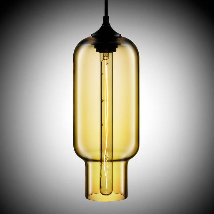 Nordic Simple Buntglas Long Jar Design 1-Licht-Pendelleuchte