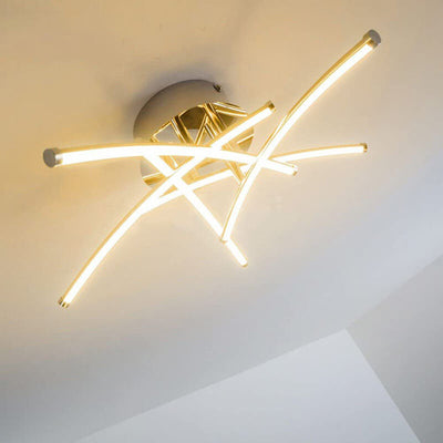 Modern Creative Cross-Line LED Semi-Flush Mount Ceiling Light