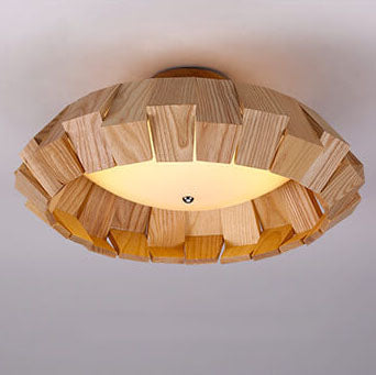 Modern Wooden Southeast Asian Style LED Flush Mount Light