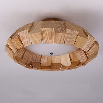 Modern Wooden Southeast Asian Style LED Flush Mount Light