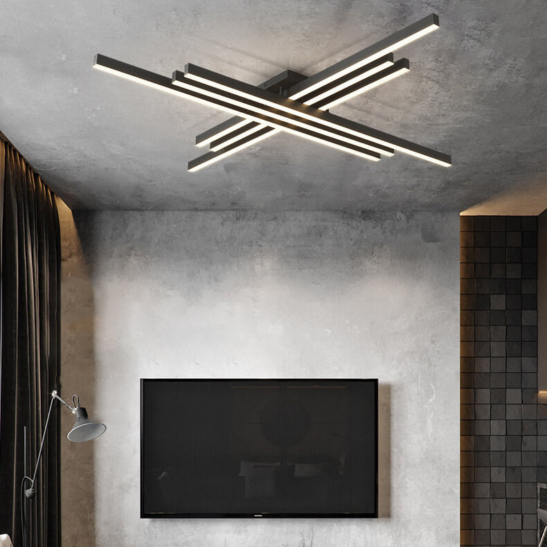 Lumière de plafond LED à montage affleurant en aluminium industriel avec ligne géométrique créative 