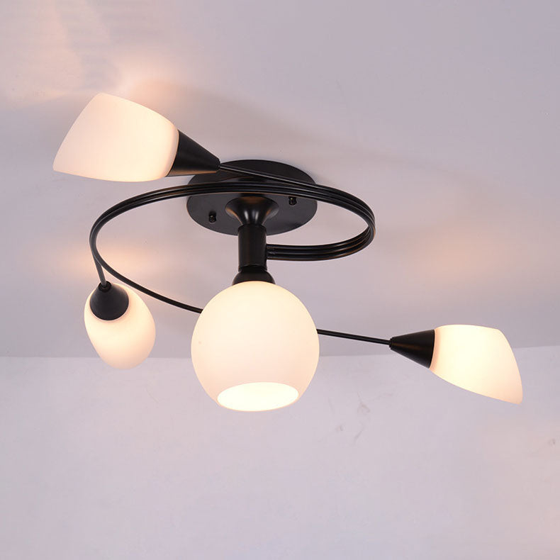 Modern Minimalist Glass Metal 4/6-Light Chandelier