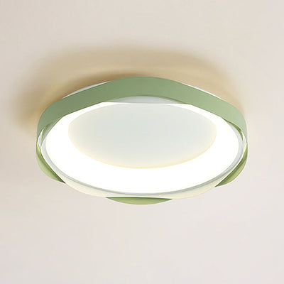 Modern Minimalist Cream Round Iron Acrylic LED Flush Mount Ceiling Light For Bedroom