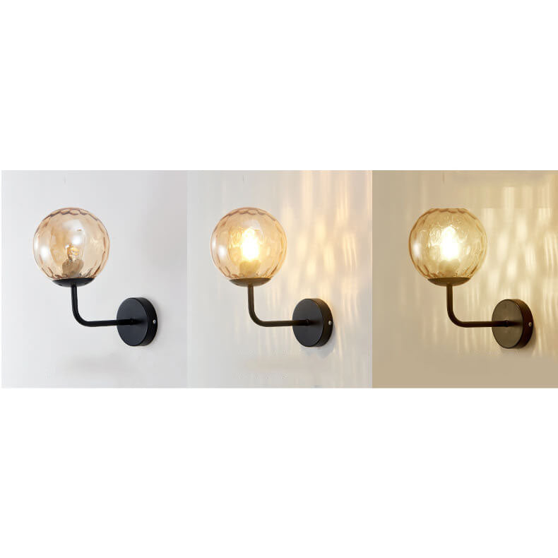 Modern Luxury Round Ball Iron Glass 1-Light Wall Sconce Lamp