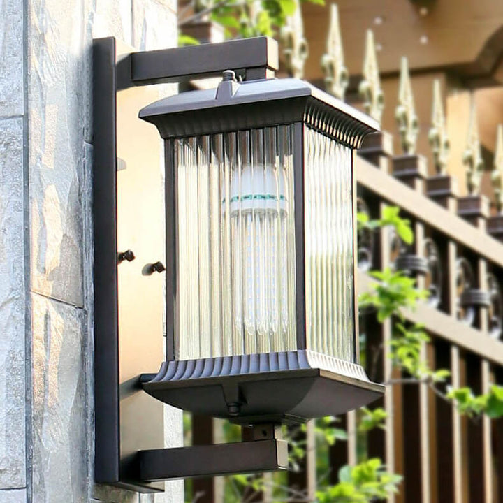 Aplique de pared exterior impermeable moderno y minimalista de aluminio y vidrio cuadrado de 1 luz para jardín 