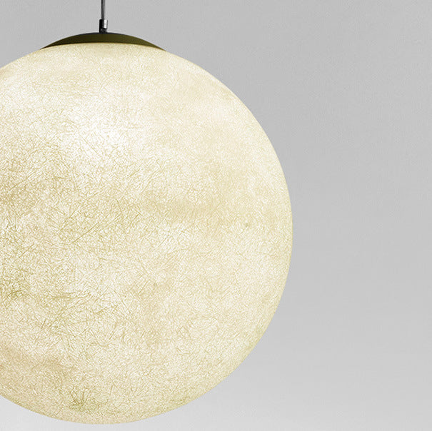 Contemporary Creative Moon Resin Fiber 1-Light Pendant Light For Bedroom