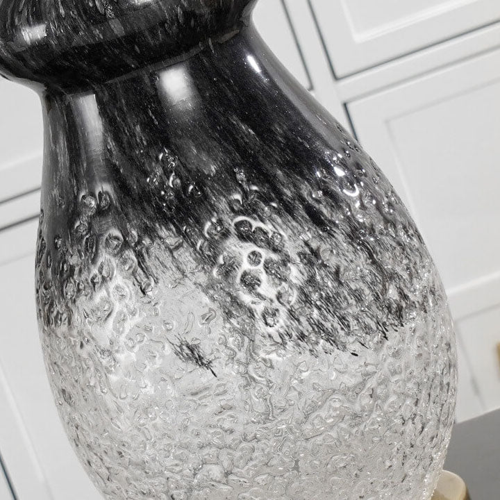 Lampe de Table 1 Lumière en Verre Noir et Blanc en Tissu de Luxe Européen 