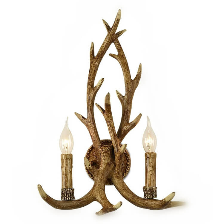 Industrial Resin Retro Antler 2-Light Creative Wall Sconce Lamp
