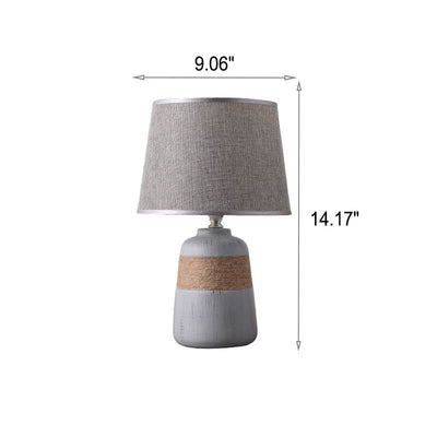 European Style Twine Fabric Ceramic Base 1-Light Table Lamp