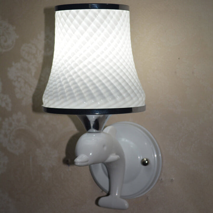 Diseño de decoración creativa de delfín de vidrio moderno 1-luz aplique de pared 