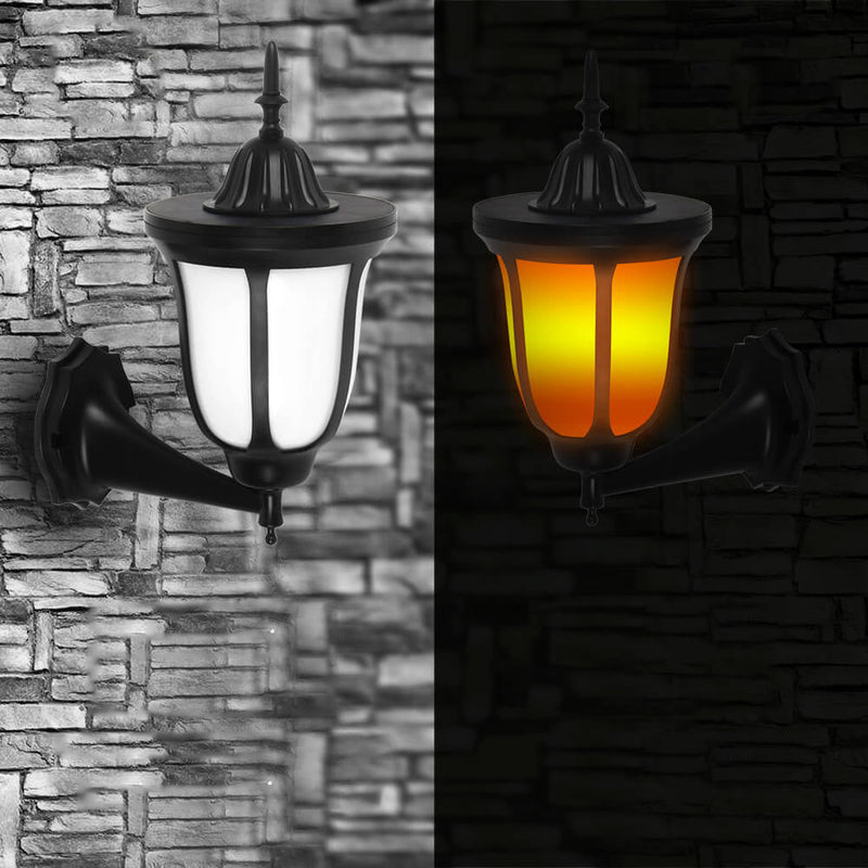 Solar Flame Lantern LED Outdoor Waterproof Landscape Wall Sconce Lamp