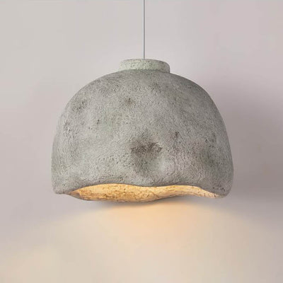 Contemporary Nordic Rough Rock Texture Semicircular 1-Light Pendant Light for Dining Room