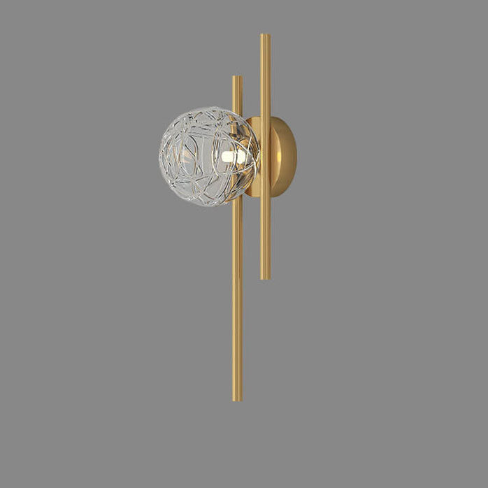 Scandinavian Minimalist Brass Glass 1-Light Wall Sconce Lamp