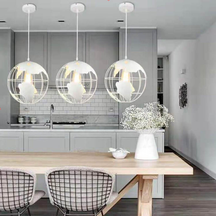 Abat-jour en métal en forme de Terre 1 lumière suspension globe 
