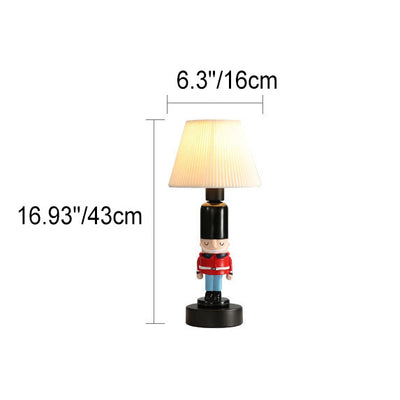 Creative Soldier Resin Fabric Cone Kids 1-Light Table Lamp