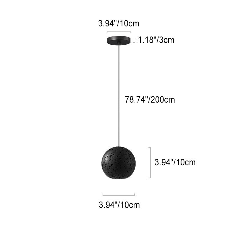 Modern Minimalist Black Hole Stone Orb LED Pendant Light For Dining Room