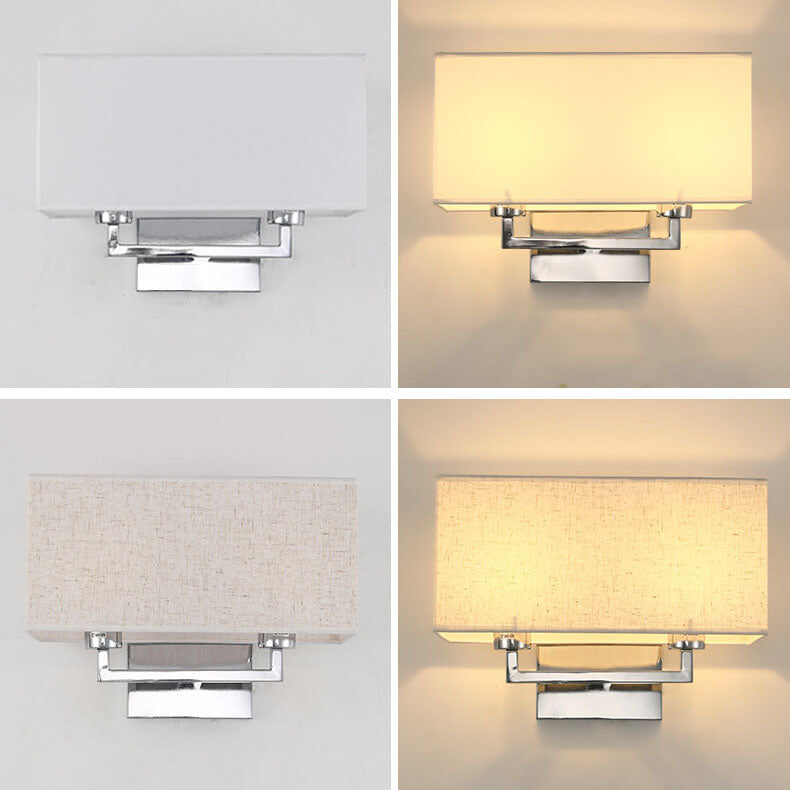 Moderne minimalistische einfarbige rechteckige Eisenstoff-Wandleuchte mit 1 Licht 