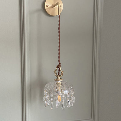 Vintage Decorative Floral Crystal 1-Light Wall Sconce Lamp