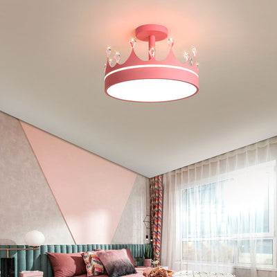 Cartoon Creative Crown LED Kids Semi-Flush Mount Ceiling Light