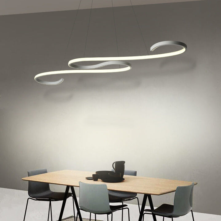 Lustre LED en aluminium de ligne de courbe créative moderne 