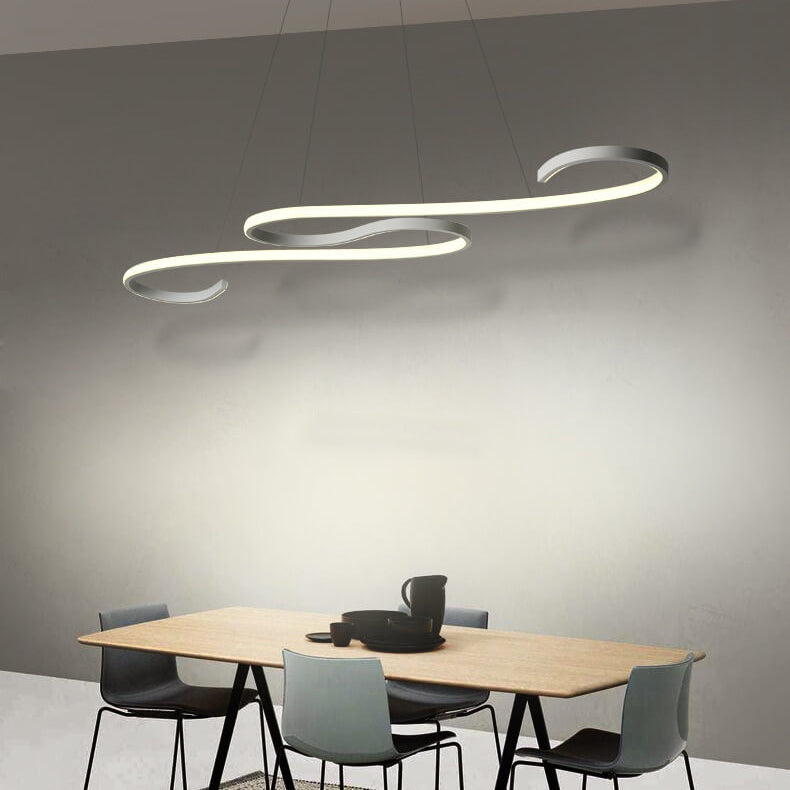 Moderner kreativer Curve Line LED-Kronleuchter aus Aluminium 