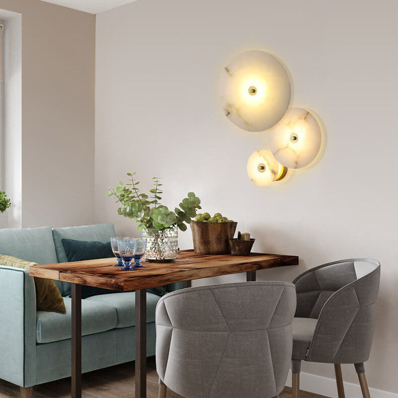 Modern Luxury Round Marble Iron LED Wall Sconce Lamp