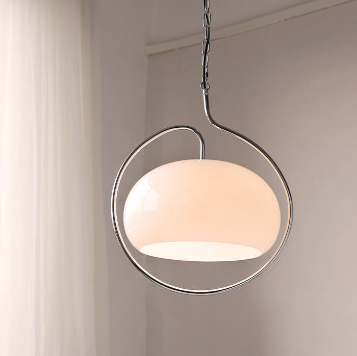 European Vintage Round Ball Iron Glass 1-Light Pendant Light