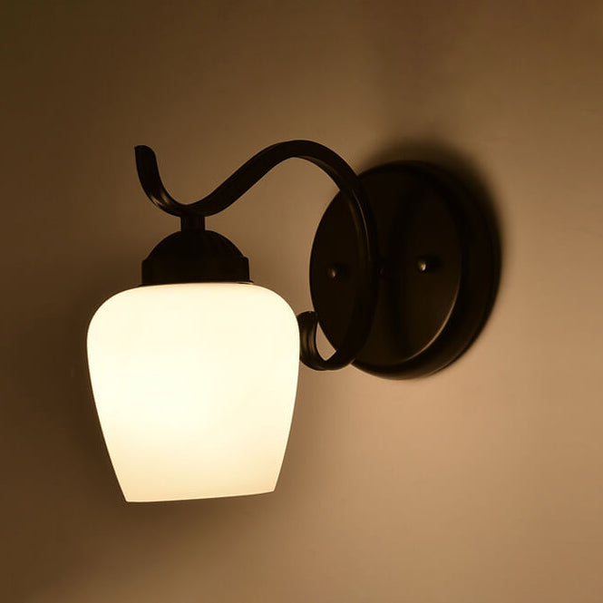 Contemporary Retro Rustic Iron Glass 1-Light Wall Sconce Lamp