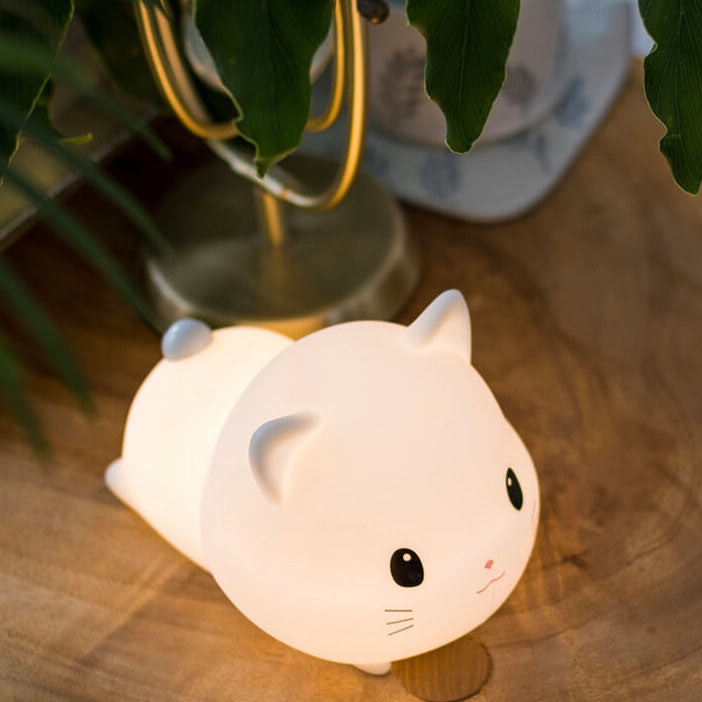Lampe de Table LED avec Minuterie USB Pat en Silicone Chat Créatif et Mignon 