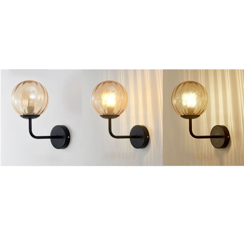 Modern Luxury Round Ball Iron Glass 1-Light Wall Sconce Lamp