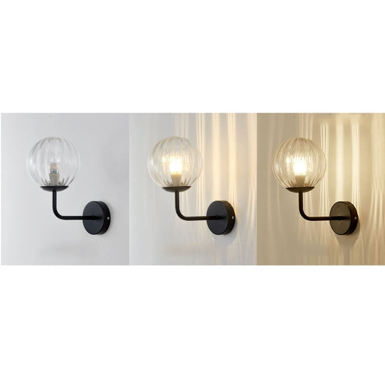 Modern Luxury Round Ball Iron Glass 1-Light Wall Sconce Lamp