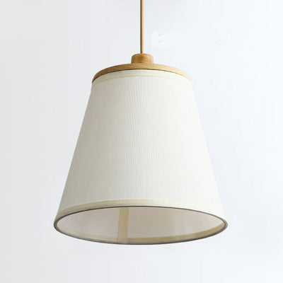Nordic Minimalist Solid Wood Fabric Cone 1-Light Pendant Light
