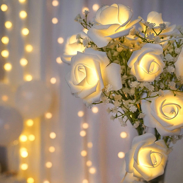 Modern Creative Rose Holiday Decoration PV Bubble Mu LED String Lights